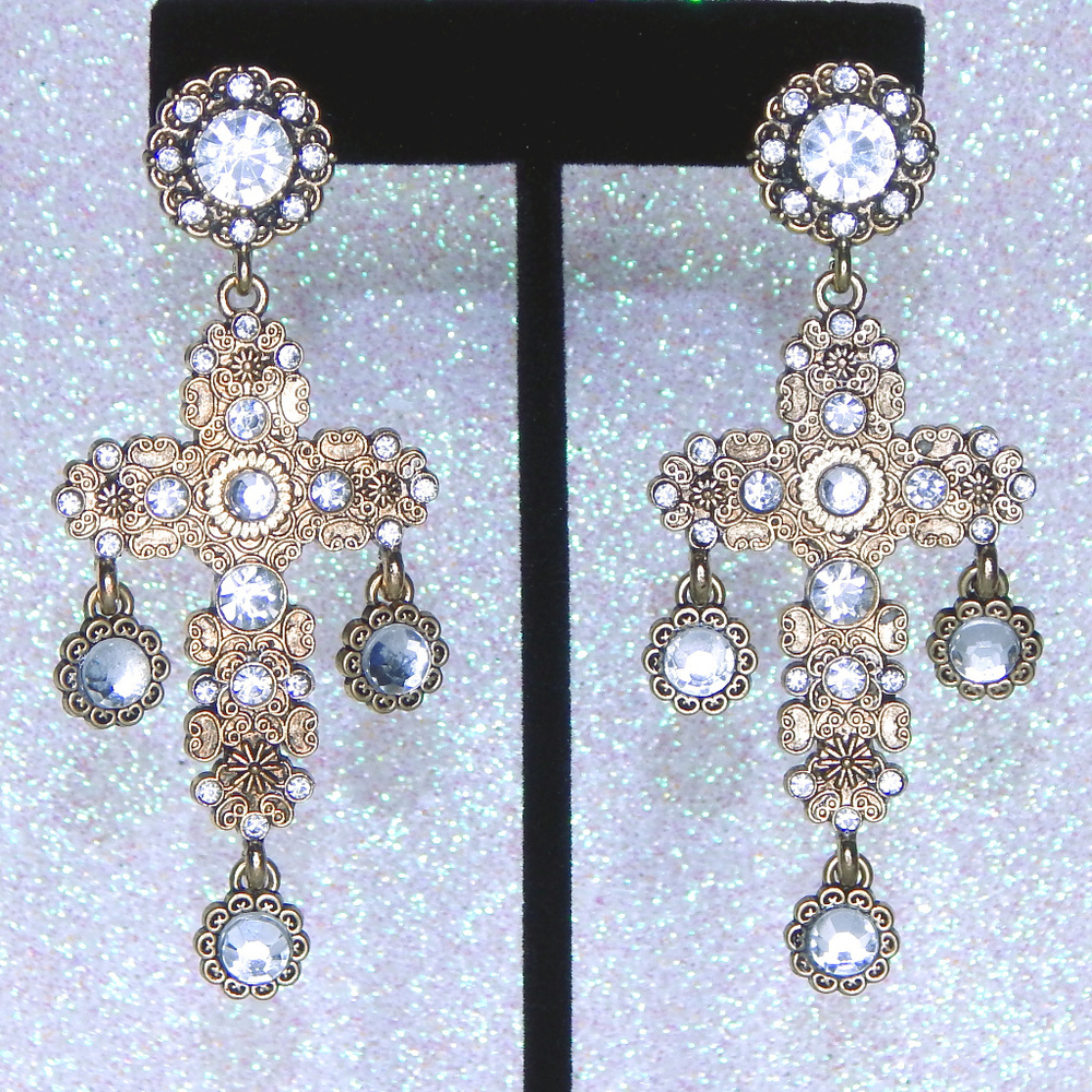 Gold and Rhinestone Cross with Rhinestone accents